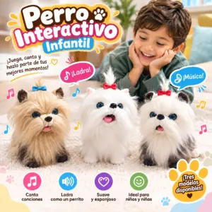 Perro de peluche interactivo con correa que camina y canta - estimula la empatía infantil jugando seguro en casa